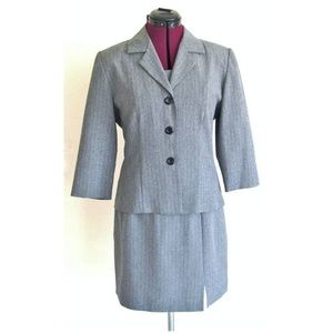 Gray/Black Pinstripe Skirt & Jacket - 3 Piece Suit